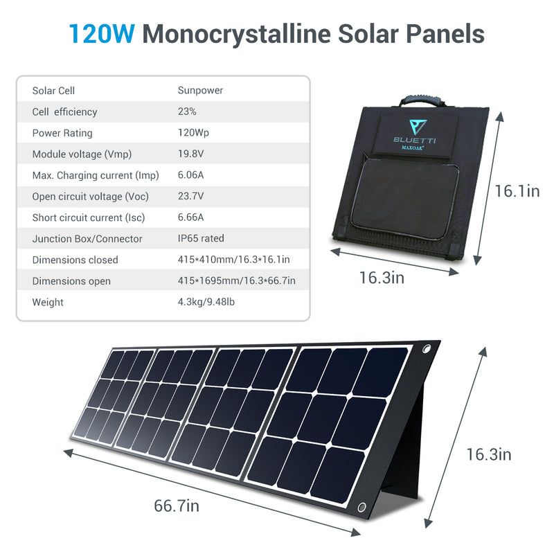 Bluetti SP120 120W Portable Foldable Solar Panel