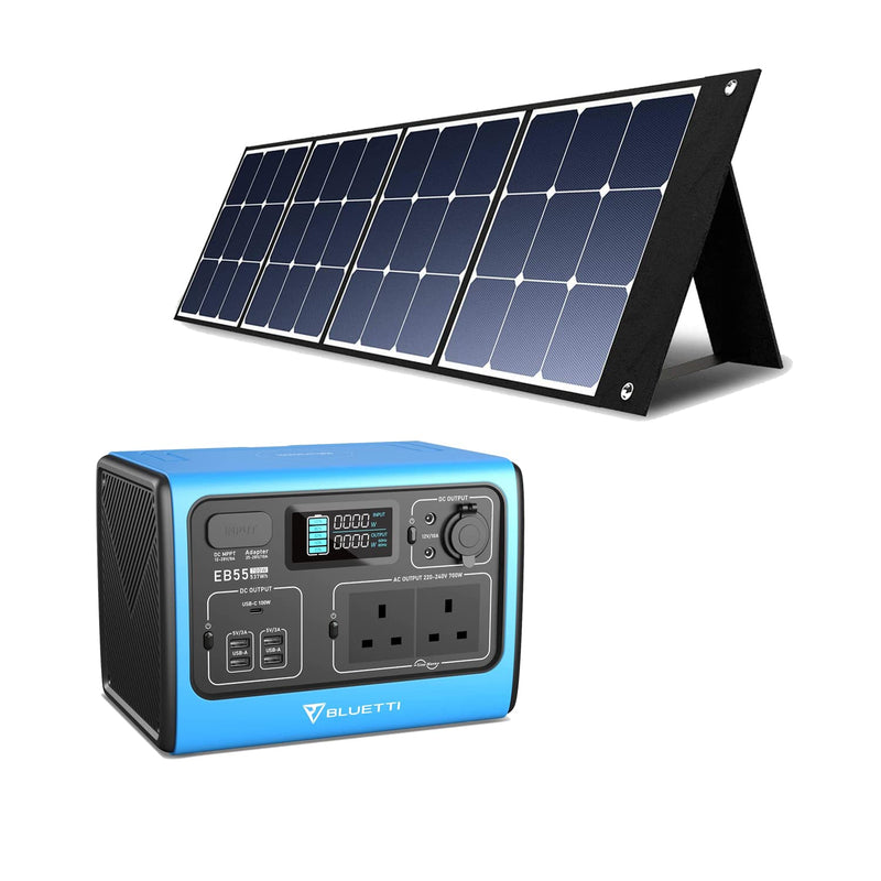 BLUETTI EB55 Portable Solar Generator + 1*120W/220W Solar Panel